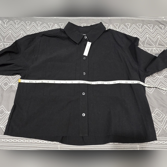 Madewell Signature Poplin Crop Shirt In Black Size XS - Picture 5 of 7